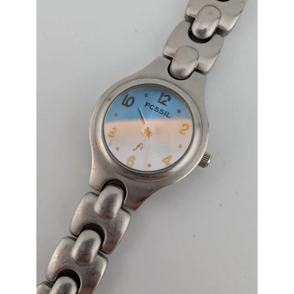 FOSSIL F2 Watch Women 22mm Case Blue Dial Silver 6.5